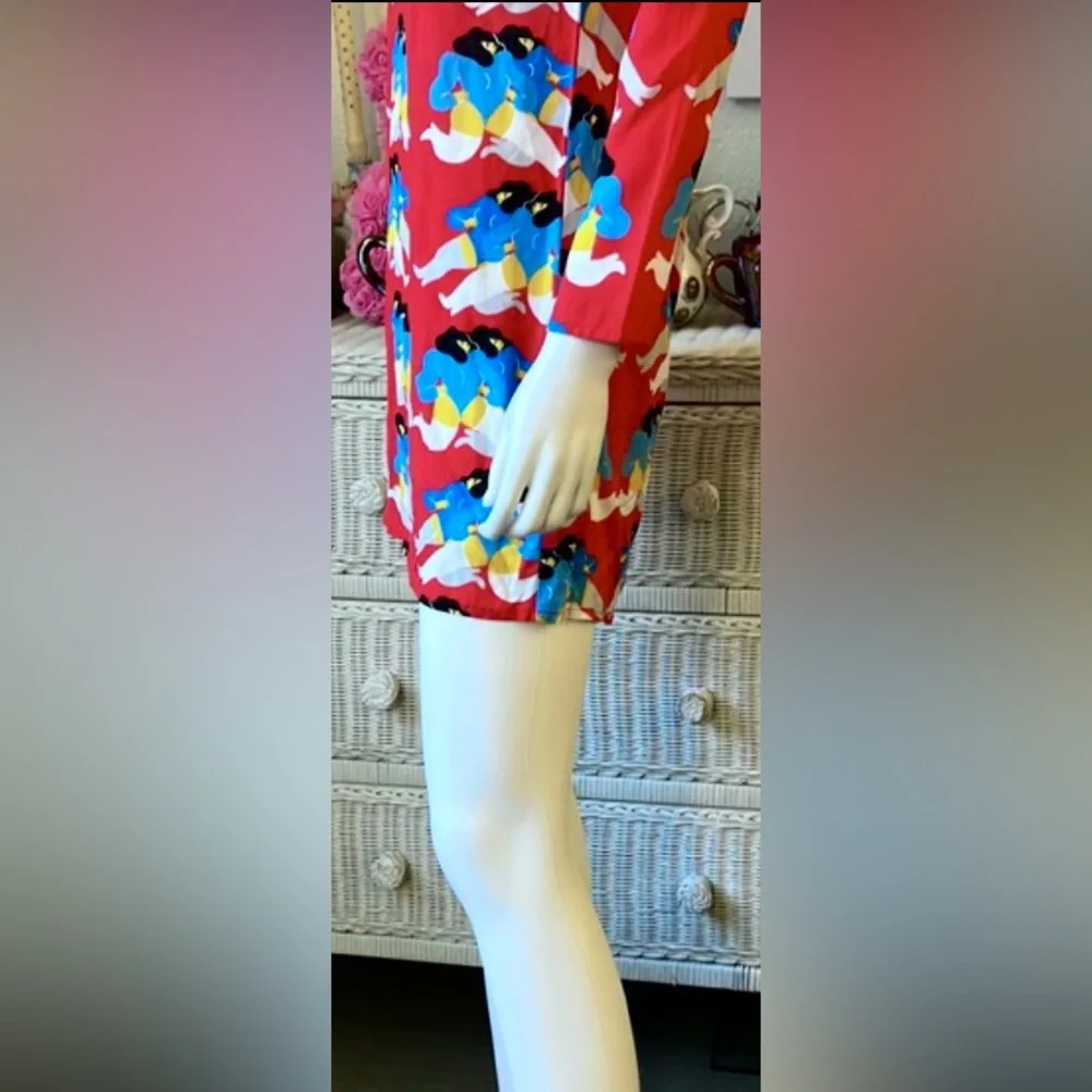 Nooworks Mini Dress Double Ladies Graphics Long Sleeves in Blue & Red size XS
